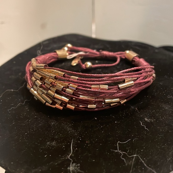 8” Bohemian adjustable 20 strand gold tone beaded bracelet - Picture 3 of 10